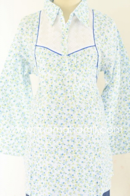 Baju Hamil Setelan Kancing Biru